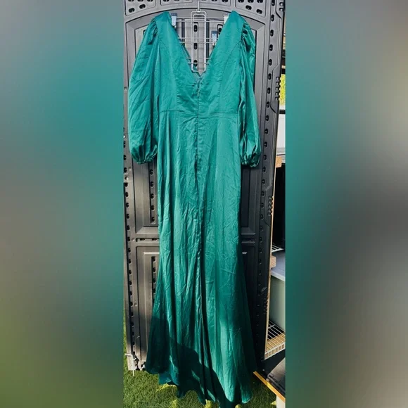 New Lavetir Women's Dress Sheath/Column V-Neck Long Sleeves Formal Green Size 6 - Picture 4 of 11